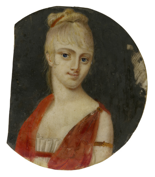 María de los Remedios Aguilar, ca. 1800. Miniatura de Pío José Domínguez del Castillo. Colección Museo Nacional de Colombia. Reg. 4556